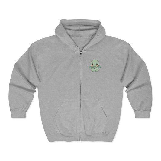 Shy Chibi Cthulhu - Unisex Zip-Up Hoodie