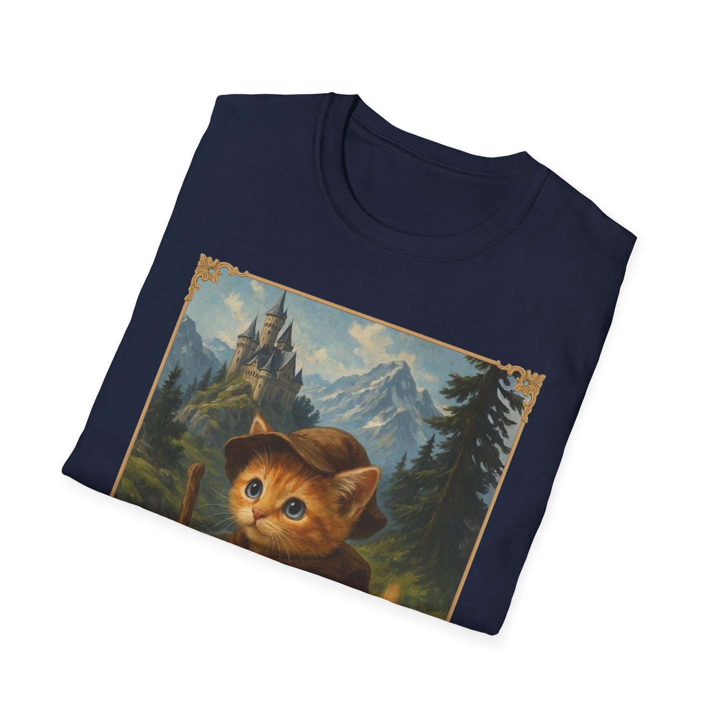 Adventurous Kitten T-Shirt - Fantasy Explorer Cat Shirt, Unisex Cotton Tee