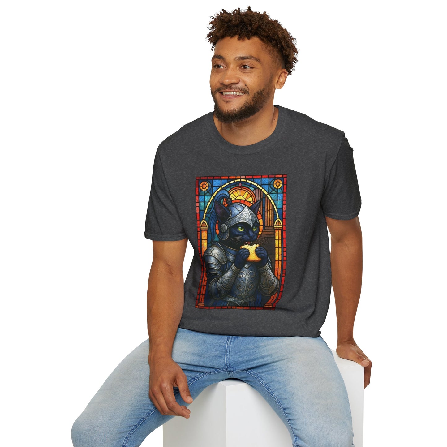 Sandwich Kitty Knight with Stained Glass - Unisex T-Shirt