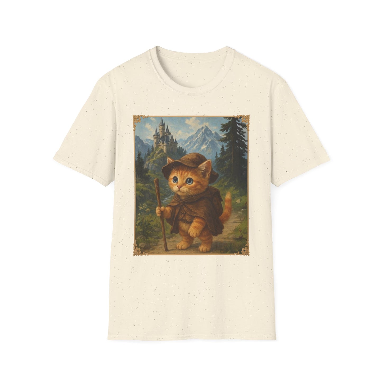 Adventurous Kitten T-Shirt - Fantasy Explorer Cat Shirt, Unisex Cotton Tee