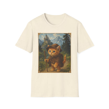 Adventurous Kitten T-Shirt - Fantasy Explorer Cat Shirt, Unisex Cotton Tee