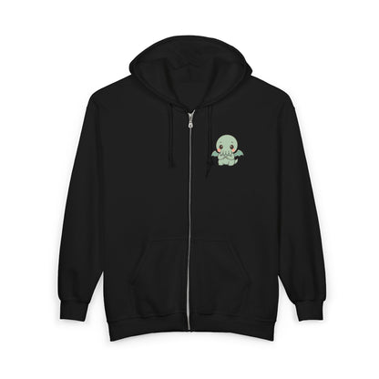 Shy Chibi Cthulhu - Unisex Zip-Up Hoodie