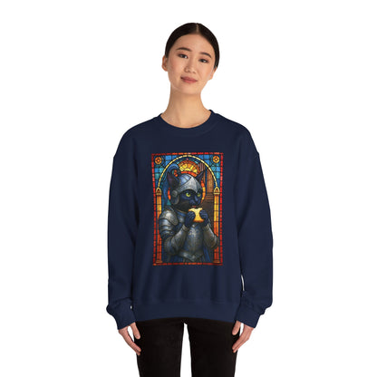 Medieval Knight Cat Stained Glass Sweatshirt