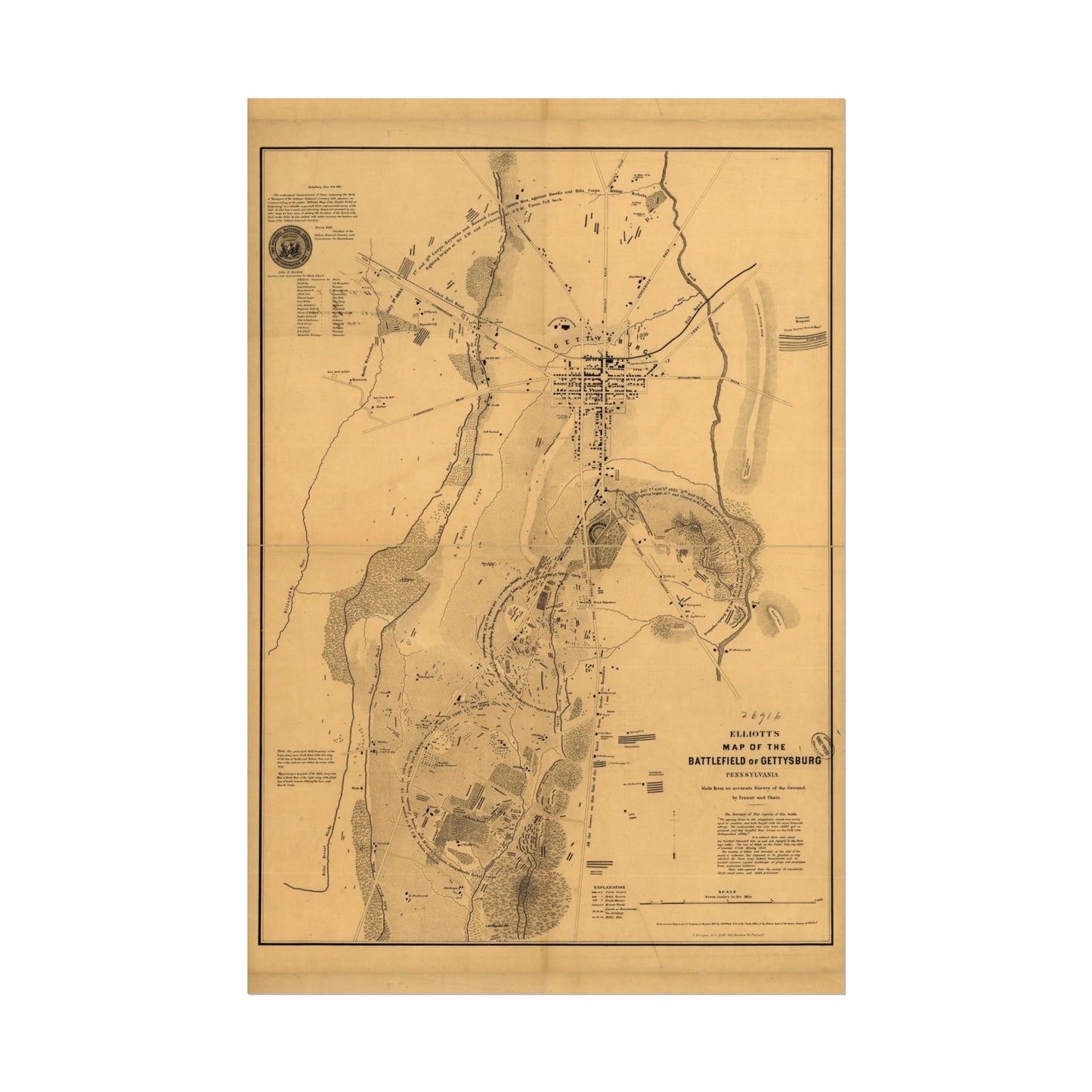 Poster - S. G. Elliott's Burial Map of the Gettysburg Battlefield