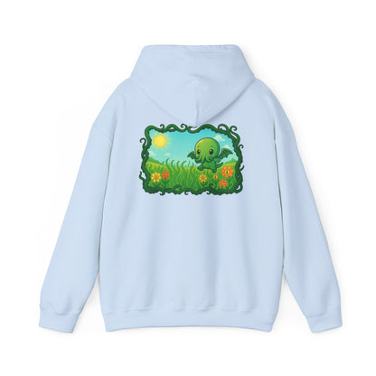 Kawaii Cthulhu Meadow Hoodie - Cute Eldritch Fleece Hooded Sweatshirt