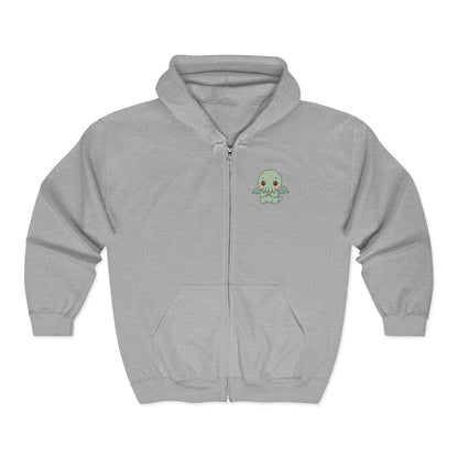 Shy Chibi Cthulhu - Unisex Zip-Up Hoodie