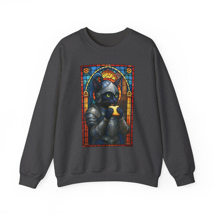 Medieval Knight Cat Stained Glass Sweatshirt
