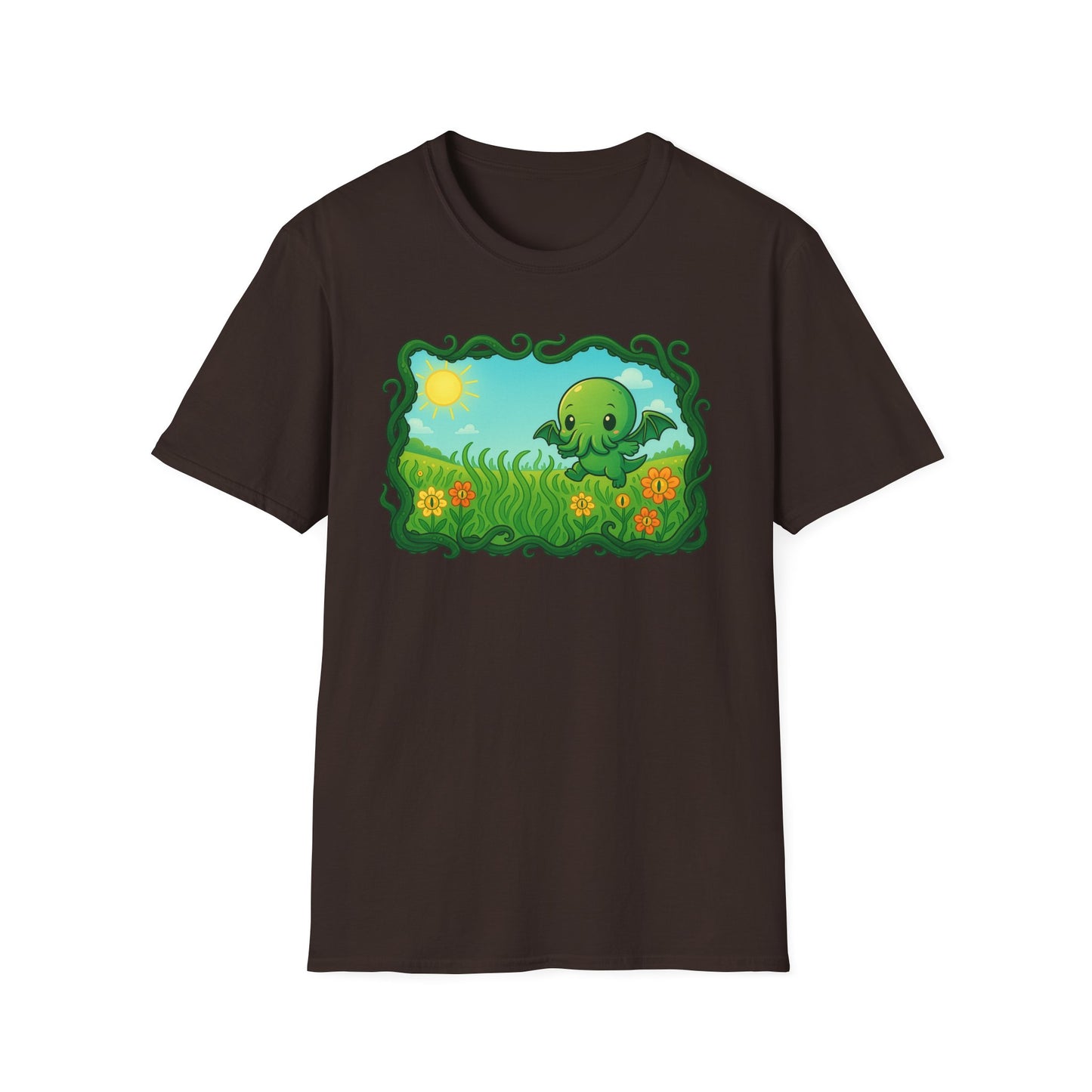 Kawaii Cthulhu Meadow Unisex Tee - Cute Eldritch Shirt