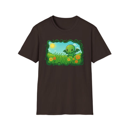 Kawaii Cthulhu Meadow Unisex Tee - Cute Eldritch Shirt