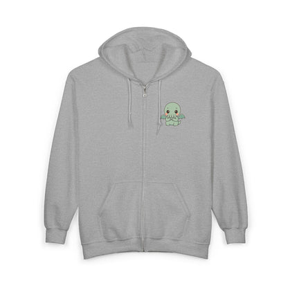 Shy Chibi Cthulhu - Unisex Zip-Up Hoodie