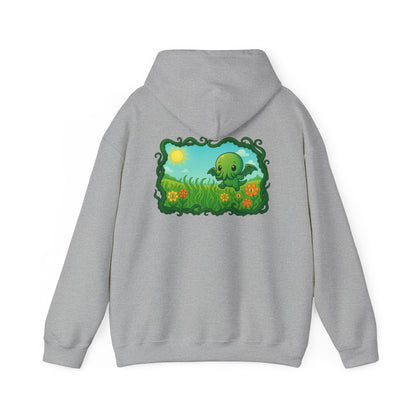 Kawaii Cthulhu Meadow Hoodie - Cute Eldritch Fleece Hooded Sweatshirt