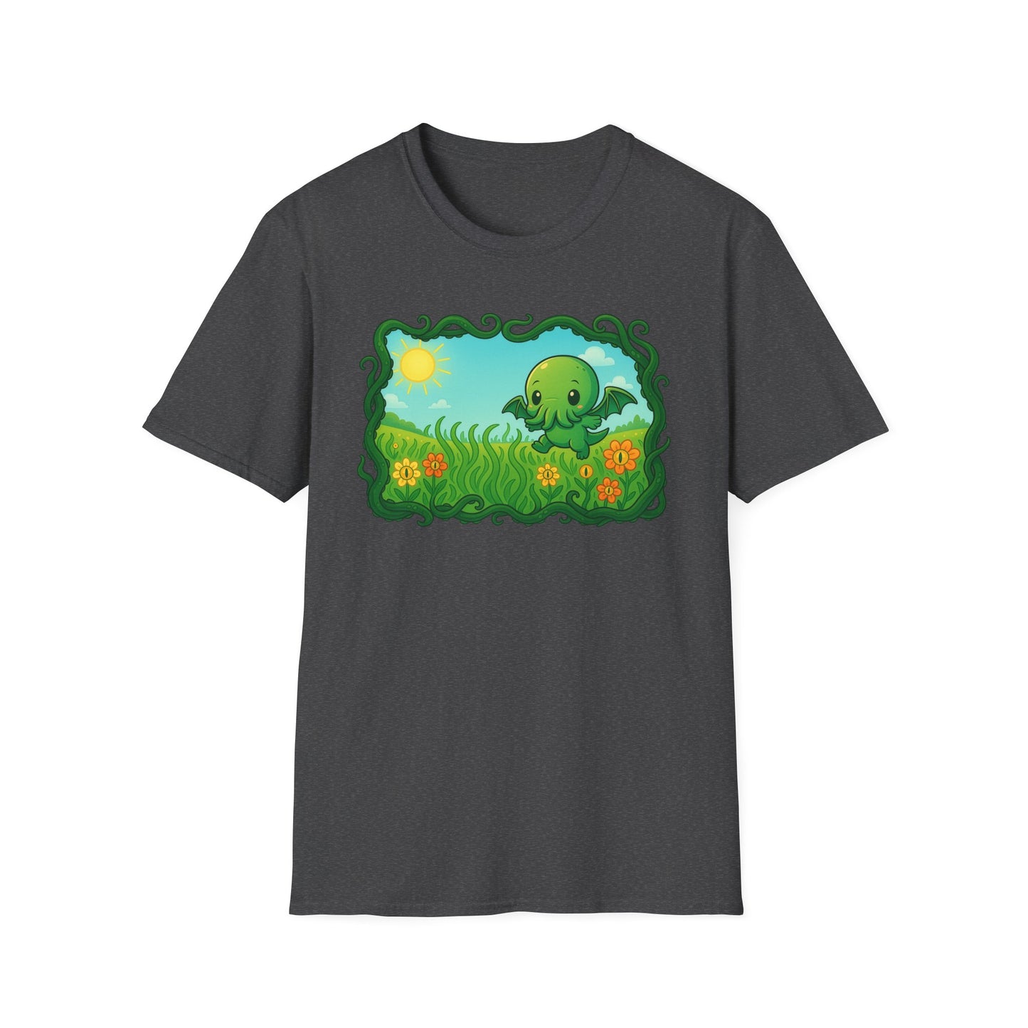 Kawaii Cthulhu Meadow Unisex Tee - Cute Eldritch Shirt