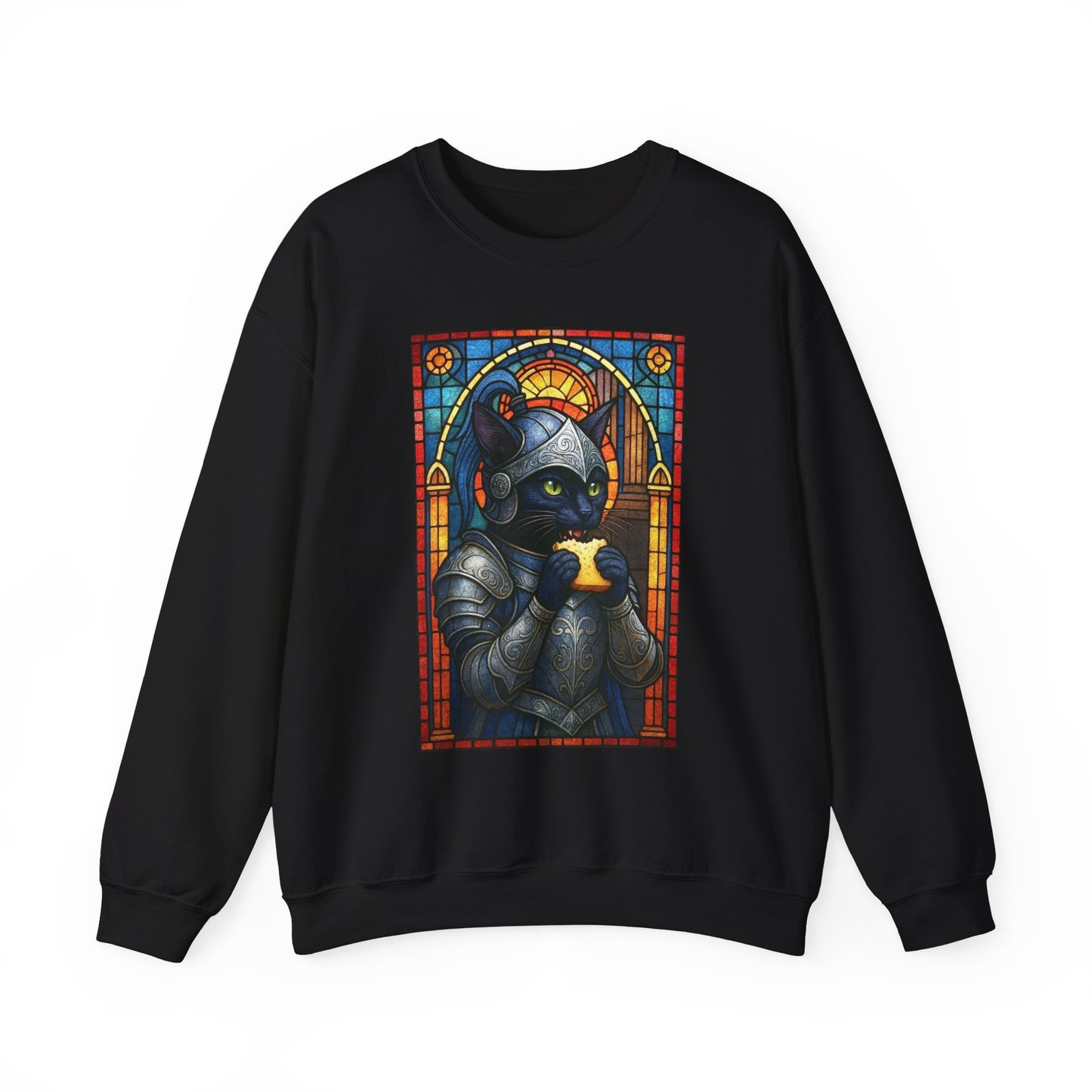 Medieval Knight Cat Stained Glass Sweatshirt
