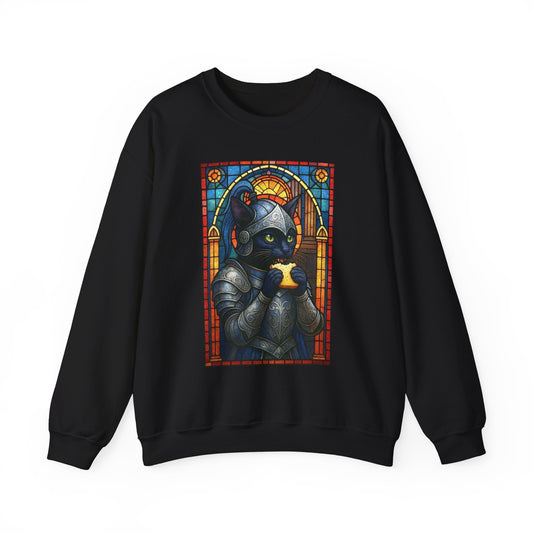 Medieval Knight Cat Stained Glass Sweatshirt