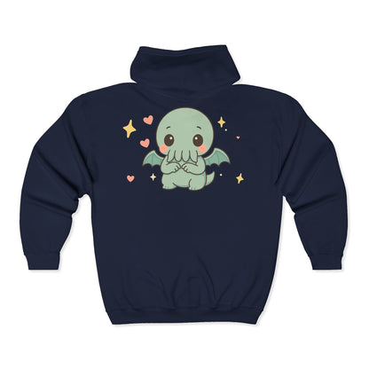 Shy Chibi Cthulhu - Unisex Zip-Up Hoodie