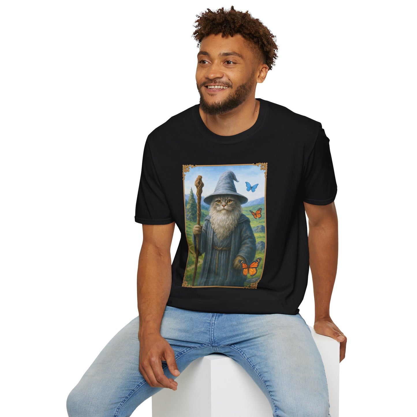 Wizard Kitty T-Shirt - Fantasy Cat Wizard Tee - Cozy Magical Cat Shirt