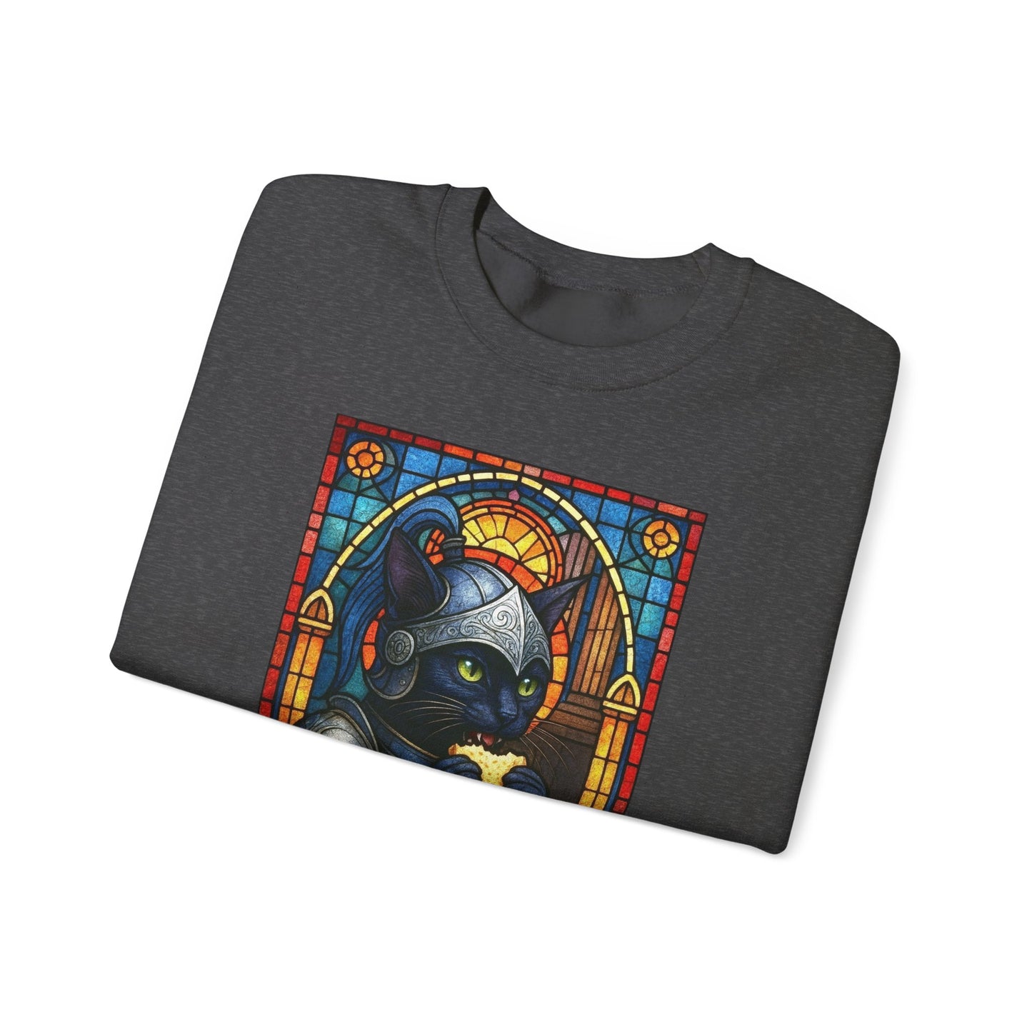 Medieval Knight Cat Stained Glass Sweatshirt