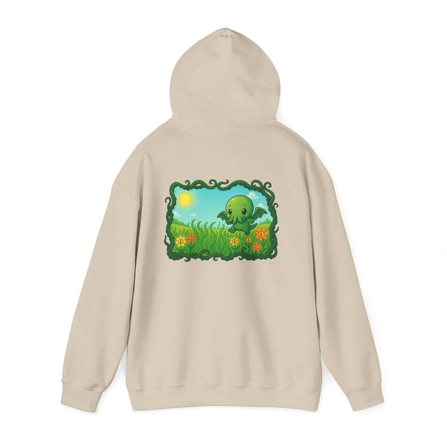 Kawaii Cthulhu Meadow Hoodie - Cute Eldritch Fleece Hooded Sweatshirt
