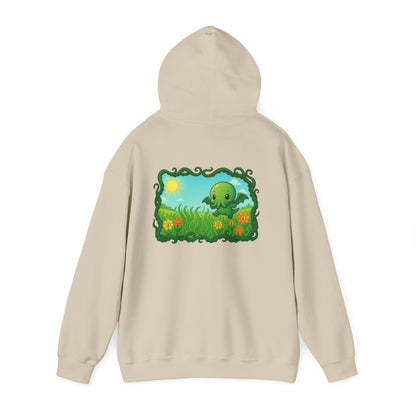 Kawaii Cthulhu Meadow Hoodie - Cute Eldritch Fleece Hooded Sweatshirt