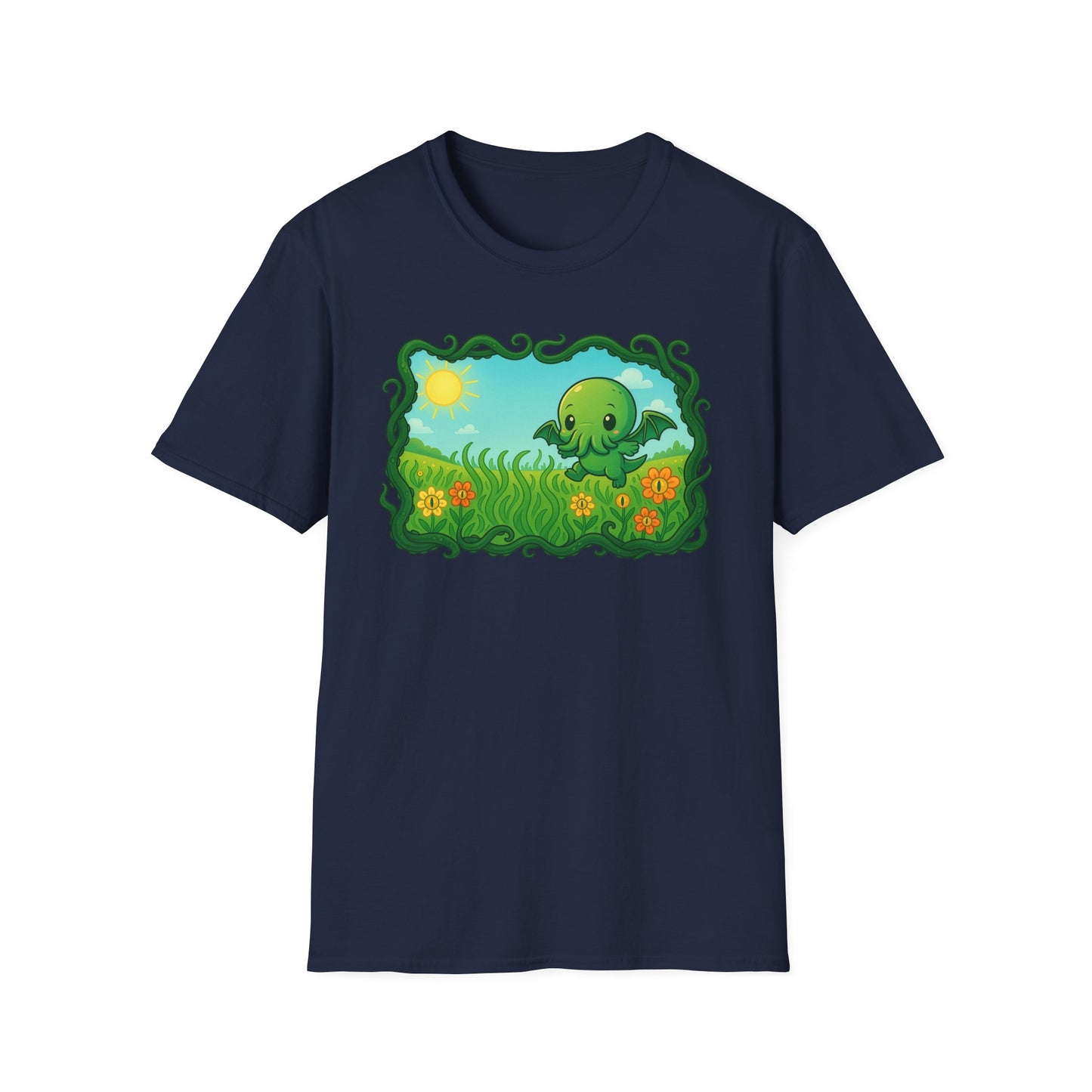 Kawaii Cthulhu Meadow Unisex Tee - Cute Eldritch Shirt