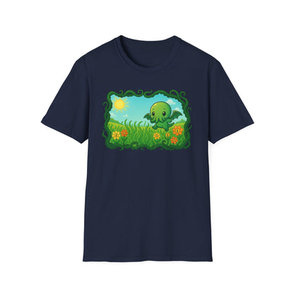 Kawaii Cthulhu Meadow Unisex Tee - Cute Eldritch Shirt