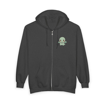 Shy Chibi Cthulhu - Unisex Zip-Up Hoodie