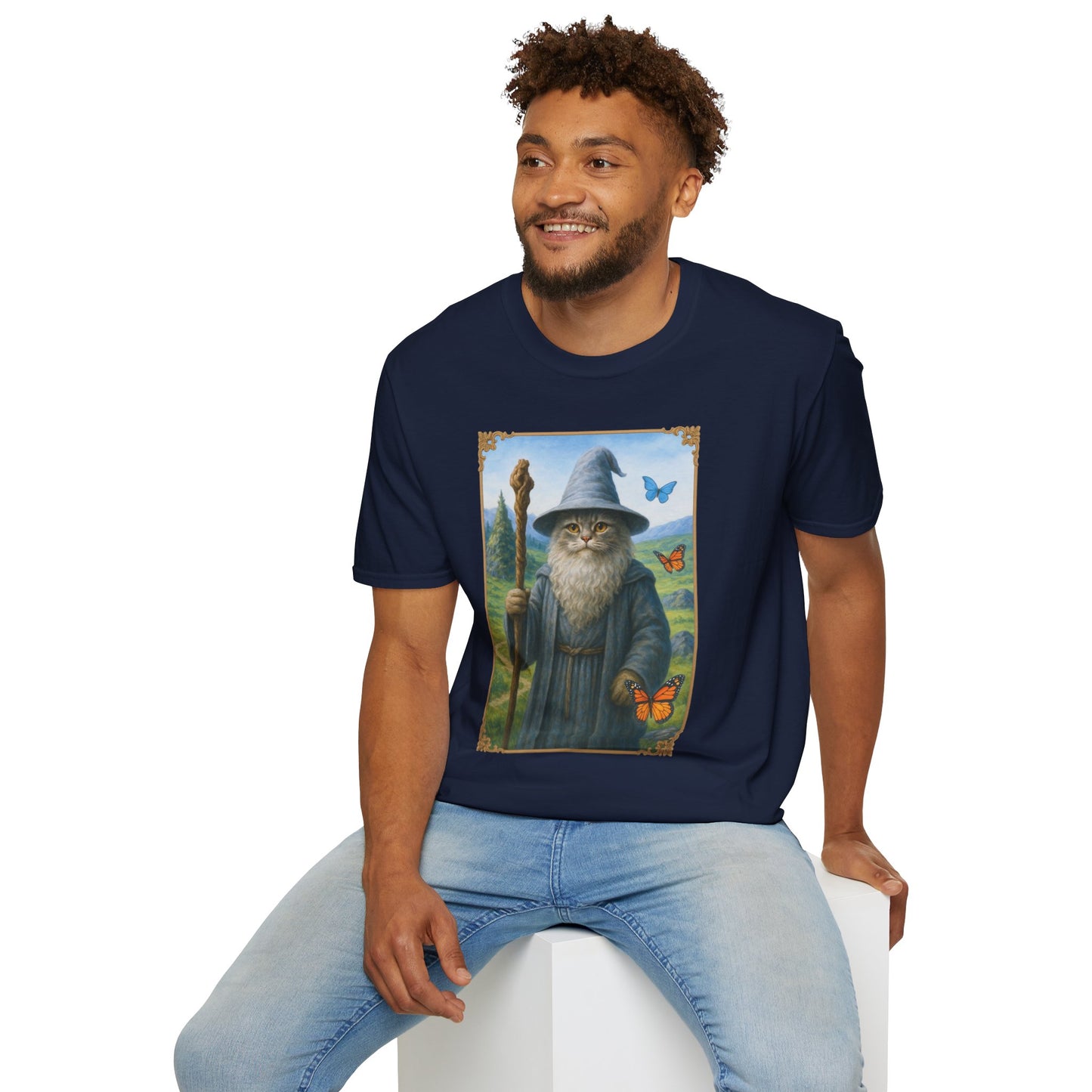 Wizard Kitty T-Shirt - Fantasy Cat Wizard Tee - Cozy Magical Cat Shirt