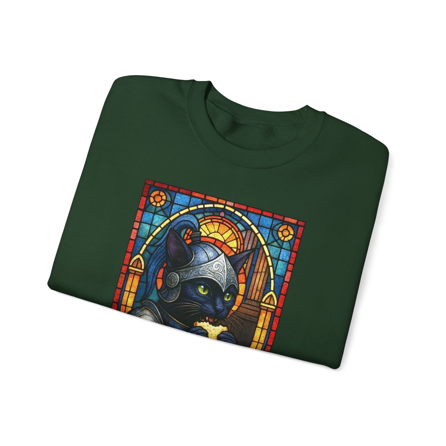 Medieval Knight Cat Stained Glass Sweatshirt
