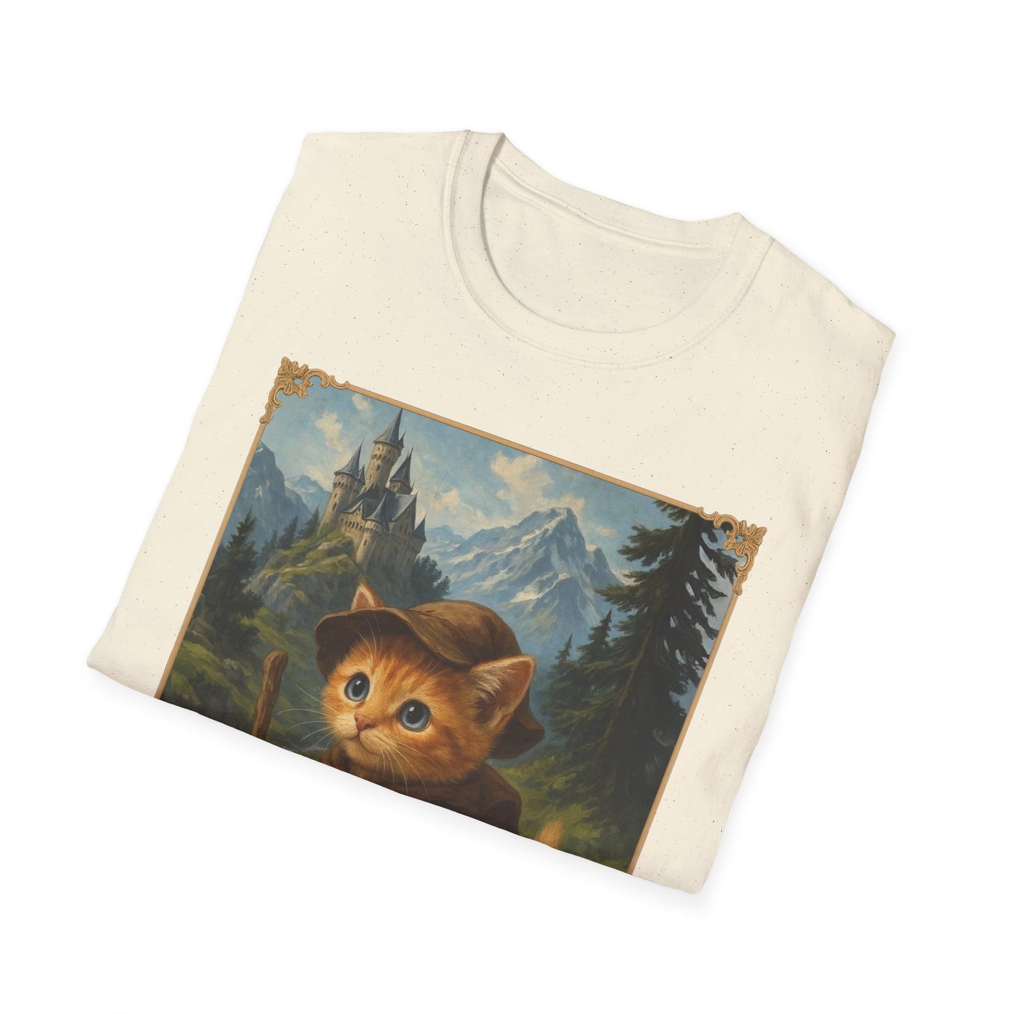 Adventurous Kitten T-Shirt - Fantasy Explorer Cat Shirt, Unisex Cotton Tee