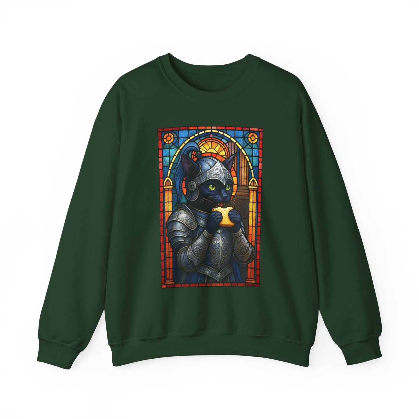 Medieval Knight Cat Stained Glass Sweatshirt