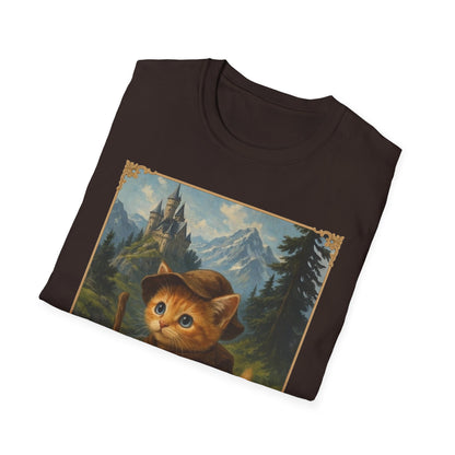 Adventurous Kitten T-Shirt - Fantasy Explorer Cat Shirt, Unisex Cotton Tee