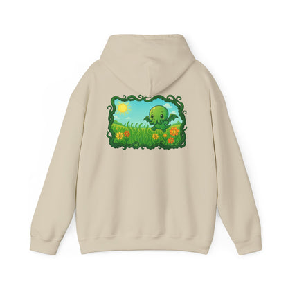 Kawaii Cthulhu Meadow Hoodie - Cute Eldritch Fleece Hooded Sweatshirt