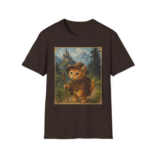Adventurous Kitten T-Shirt - Fantasy Explorer Cat Shirt, Unisex Cotton Tee