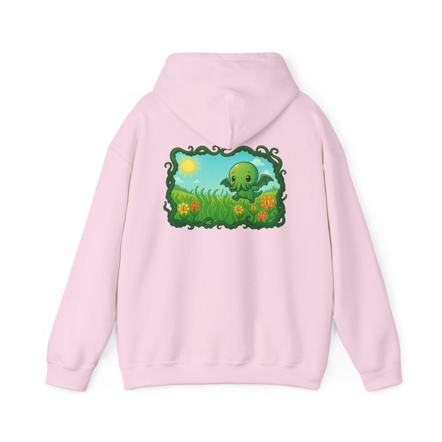 Kawaii Cthulhu Meadow Hoodie - Cute Eldritch Fleece Hooded Sweatshirt