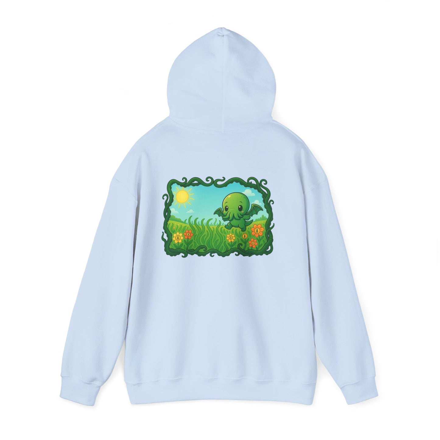 Kawaii Cthulhu Meadow Hoodie - Cute Eldritch Fleece Hooded Sweatshirt