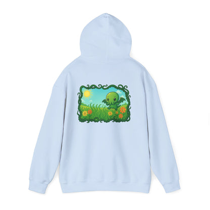 Kawaii Cthulhu Meadow Hoodie - Cute Eldritch Fleece Hooded Sweatshirt