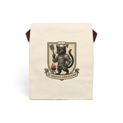 Chef Knight Cat Canvas Lunch Bag - Medieval Fantasy Black Cat Tote for Lunch or Snacks