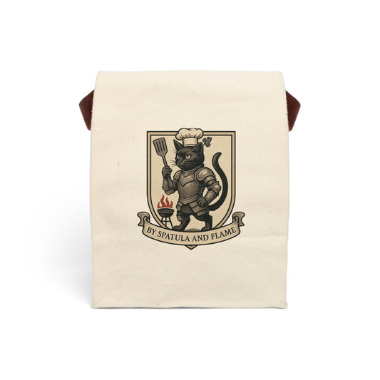 Chef Knight Cat Canvas Lunch Bag - Medieval Fantasy Black Cat Tote for Lunch or Snacks