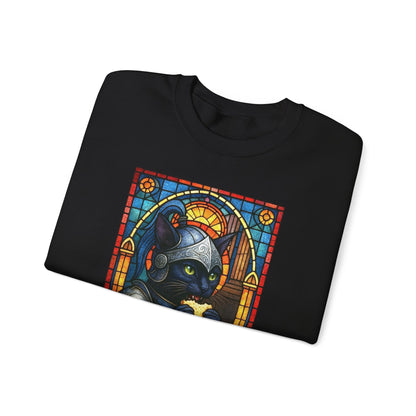 Medieval Knight Cat Stained Glass Sweatshirt