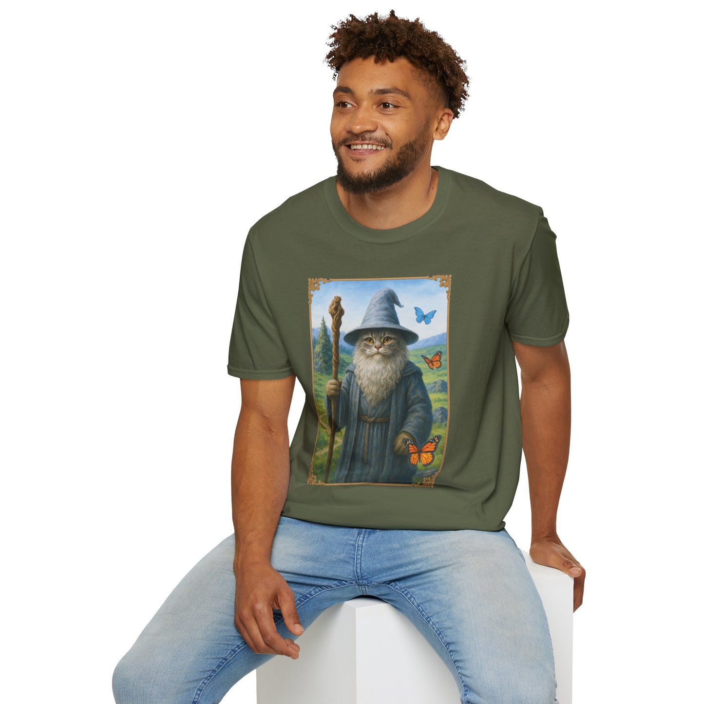 Wizard Kitty T-Shirt - Fantasy Cat Wizard Tee - Cozy Magical Cat Shirt