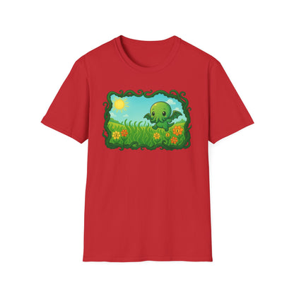 Kawaii Cthulhu Meadow Unisex Tee - Cute Eldritch Shirt