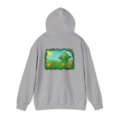 Kawaii Cthulhu Meadow Hoodie - Cute Eldritch Fleece Hooded Sweatshirt