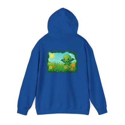 Kawaii Cthulhu Meadow Hoodie - Cute Eldritch Fleece Hooded Sweatshirt