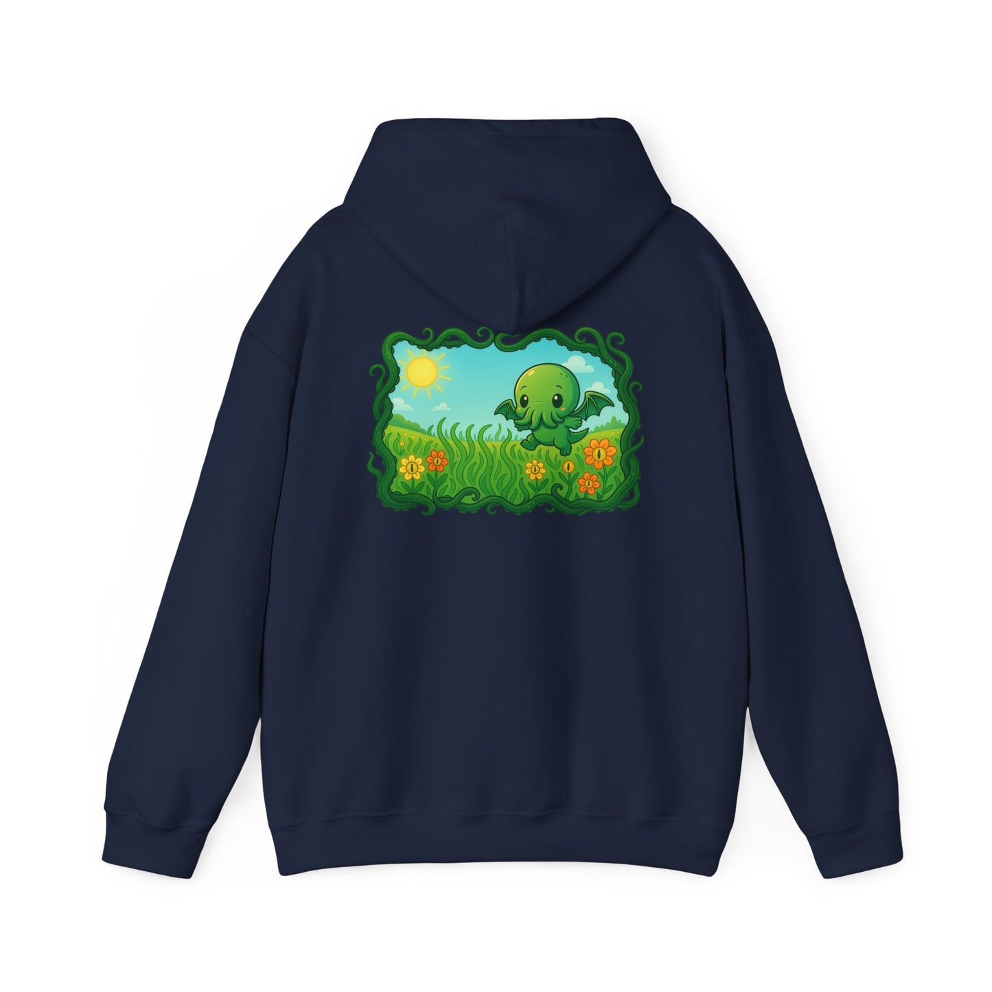 Kawaii Cthulhu Meadow Hoodie - Cute Eldritch Fleece Hooded Sweatshirt