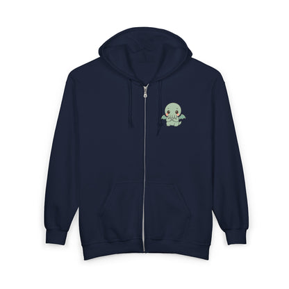 Shy Chibi Cthulhu - Unisex Zip-Up Hoodie
