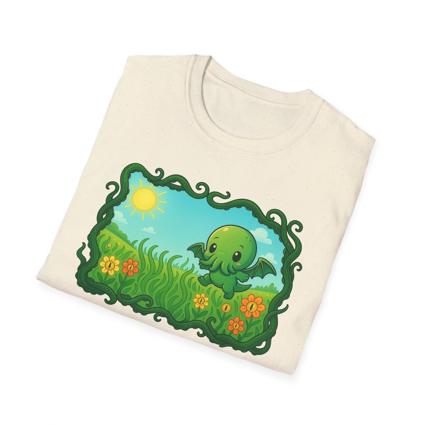 Kawaii Cthulhu Meadow Unisex Tee - Cute Eldritch Shirt