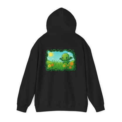 Kawaii Cthulhu Meadow Hoodie - Cute Eldritch Fleece Hooded Sweatshirt