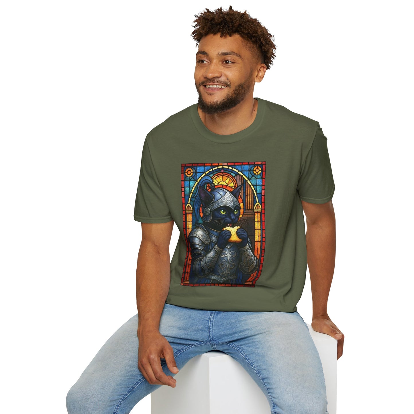 Sandwich Kitty Knight with Stained Glass - Unisex T-Shirt