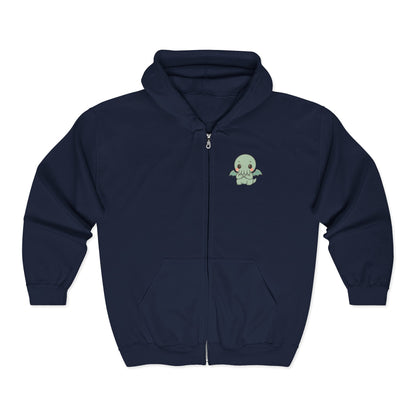 Shy Chibi Cthulhu - Unisex Zip-Up Hoodie