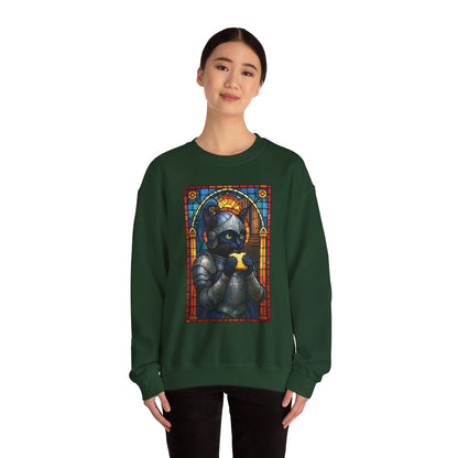 Medieval Knight Cat Stained Glass Sweatshirt